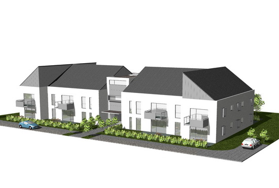3D-Ansicht des geplanten Hauses - Frontansicht